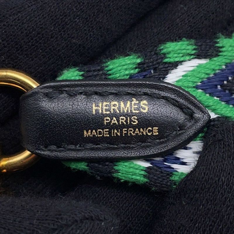 エルメス ショルダーストラップ バンドリエール サングル アレグロ ブラック/バンブー/ホワイト/ブルーインディゴ/シルバー金具 Y刻印