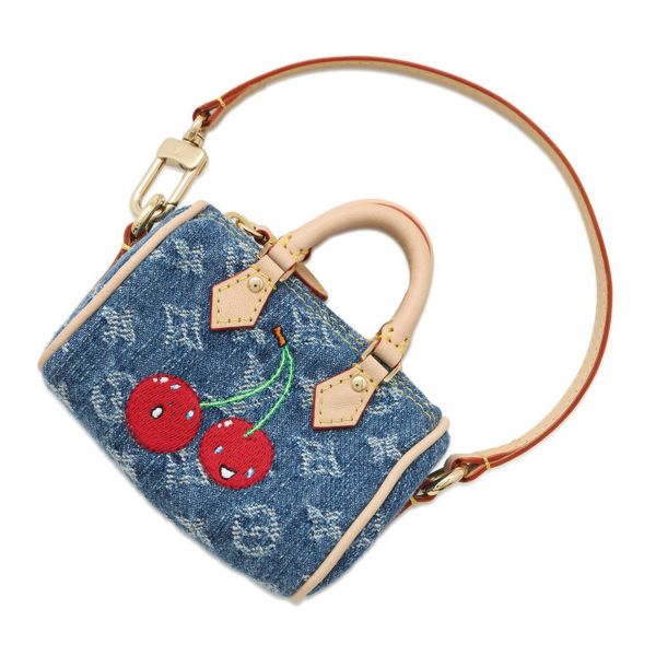 ルイヴィトン バッグチャーム LV × TM マイクロ スピーディ モノグラム デニム・チェリー M02535 村上隆 キーホルダー