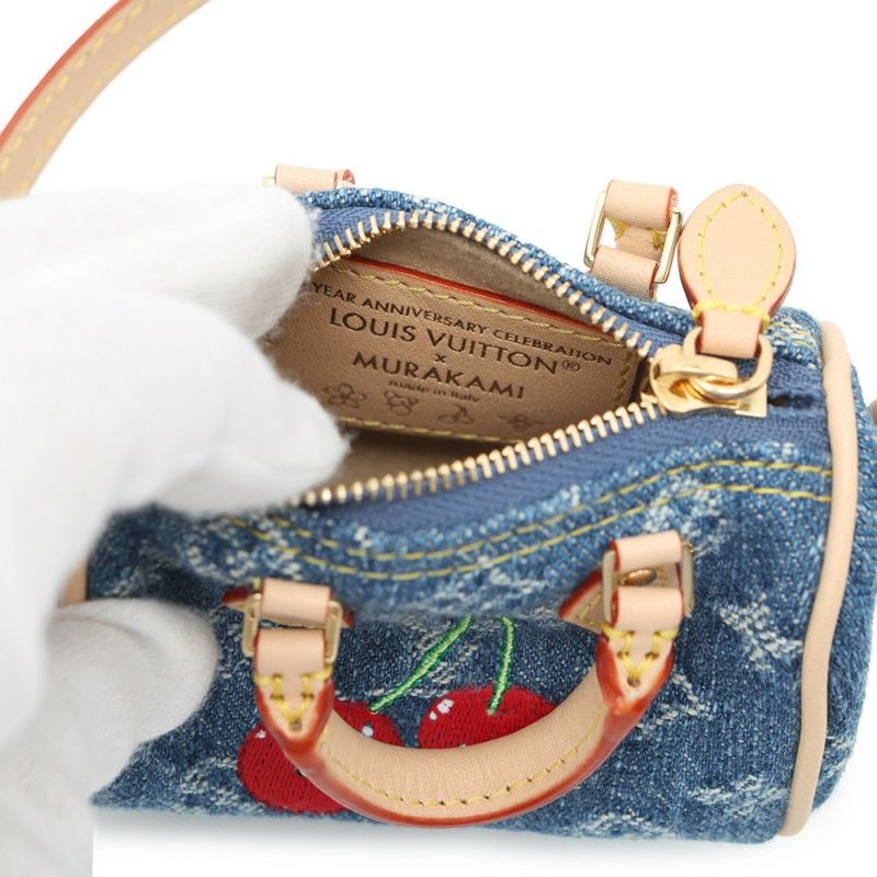 ルイヴィトン バッグチャーム LV × TM マイクロ スピーディ モノグラム デニム・チェリー M02535 村上隆 キーホルダー