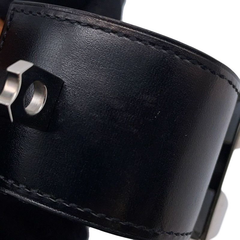 エルメス ブレスレット コリエドシアン ブラック/シルバー金具 ボックスカーフ A刻印 サイズS HERMES 黒