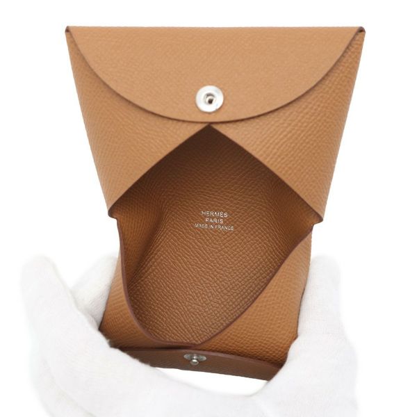 エルメス カードケース カルヴィ ゴールド エプソン W刻印 HERMES 名刺入れ