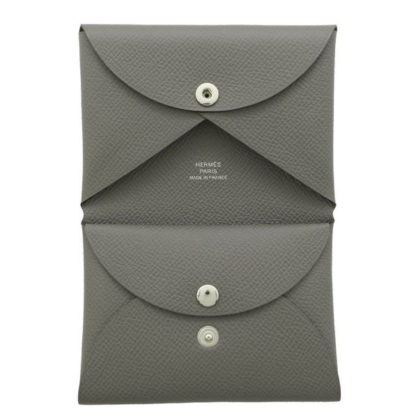 エルメス コインケース カルヴィ デュオ グリメイヤー/シルバー金具 エプソン K刻印 HERMES 財布