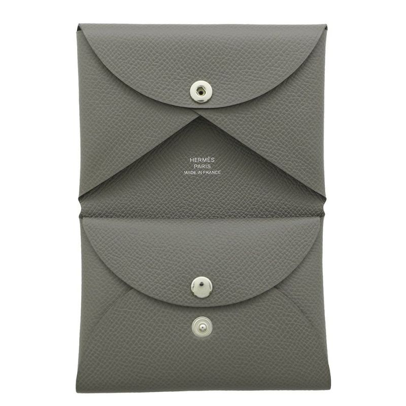 エルメス コインケース カルヴィ デュオ グリメイヤー/シルバー金具 エプソン K刻印 HERMES 財布
