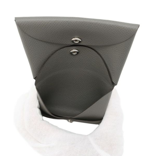 エルメス コインケース カルヴィ デュオ グリメイヤー/シルバー金具 エプソン K刻印 HERMES 財布