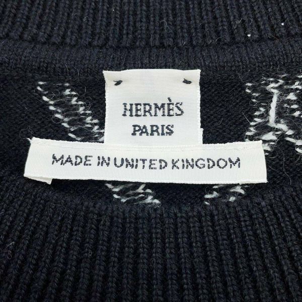 エルメス ワンピース Hロンド 半袖ニット カシミヤ レディースサイズ38 HERMES 黒 白