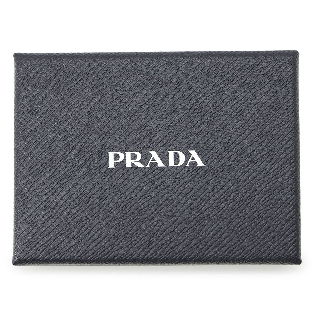 プラダ 4連キーケース 幾何学模様 サフィアーノ 1PG004 PRADA キーリング付き 黒
