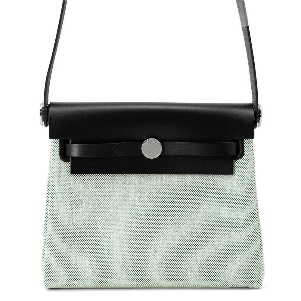 エルメス バッグ エールバッグジップ ミニ ブラック/エクリュ/ヴェールモワイヤン トワルミリタリー/ヴァッシュハンター K刻印 黒