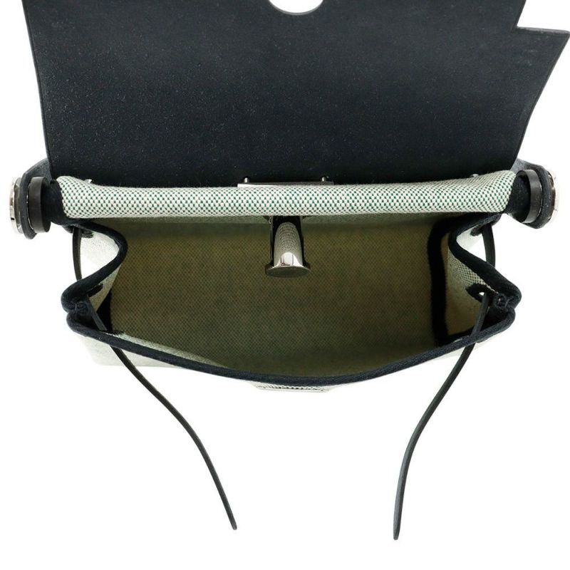 エルメス バッグ エールバッグジップ ミニ ブラック/エクリュ/ヴェールモワイヤン トワルミリタリー/ヴァッシュハンター K刻印 黒