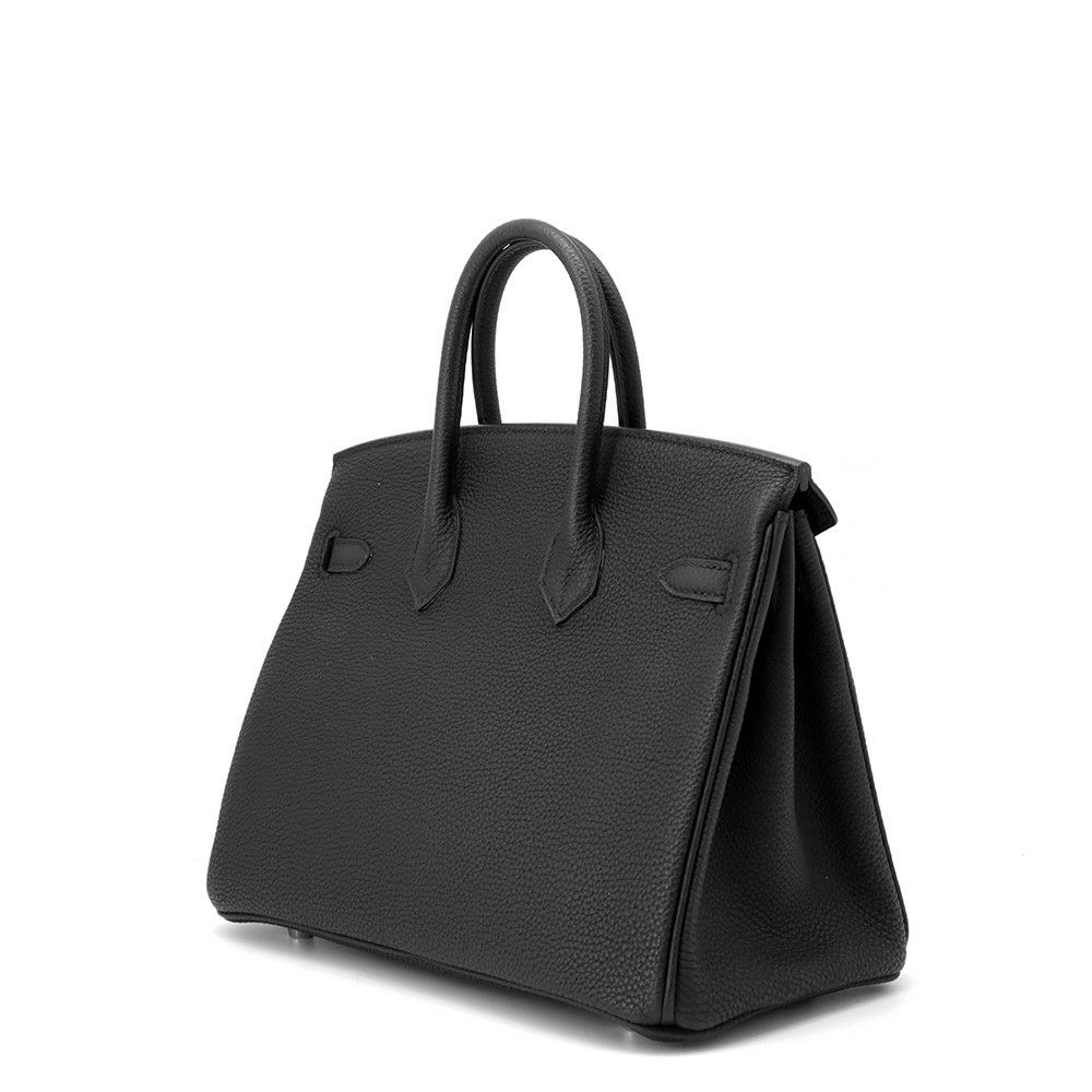 エルメス バーキン25 ブラック/シルバー金具 トゴ Y刻印 HERMES Birkin ハンドバッグ 黒