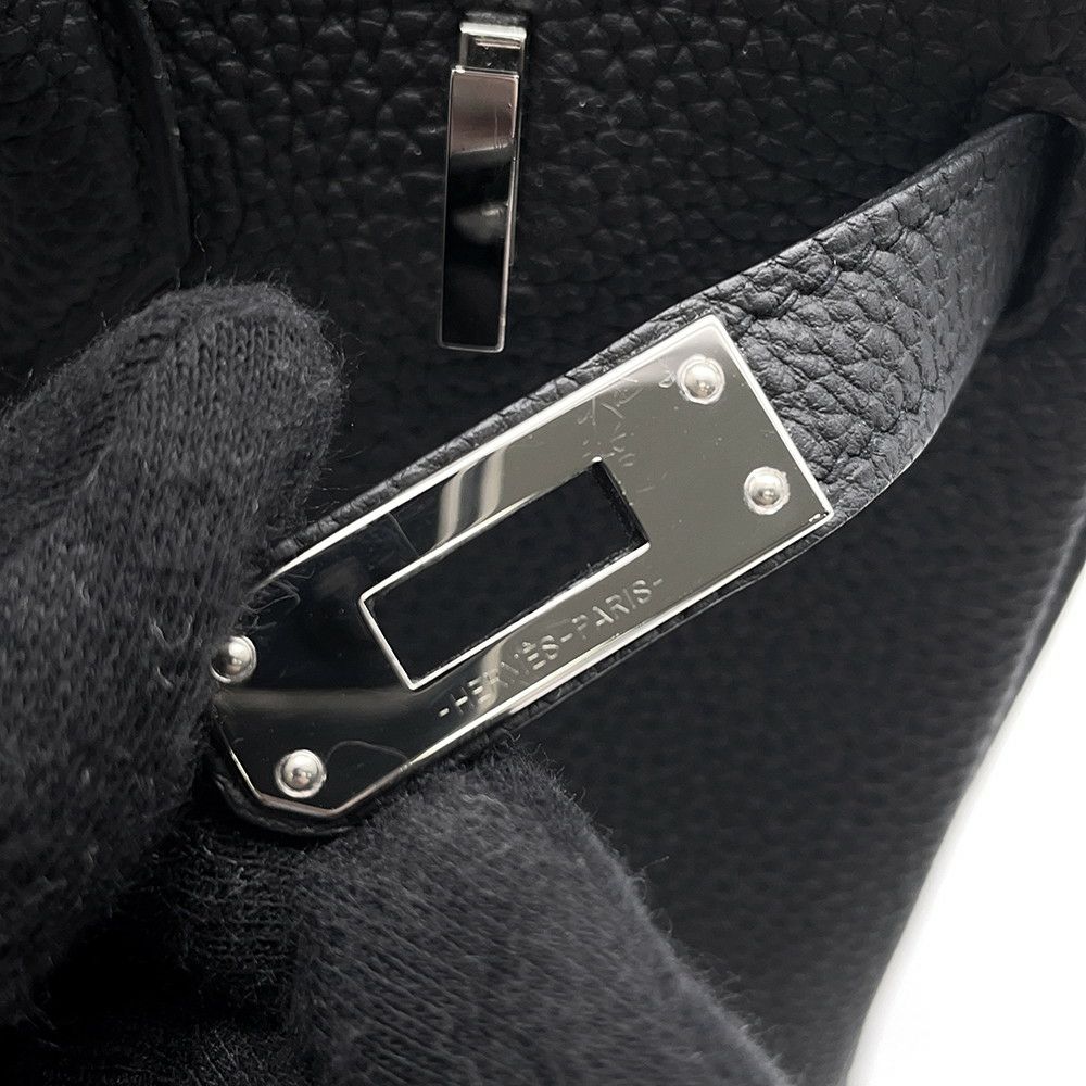 エルメス バーキン25 ブラック/シルバー金具 トゴ Y刻印 HERMES Birkin ハンドバッグ 黒