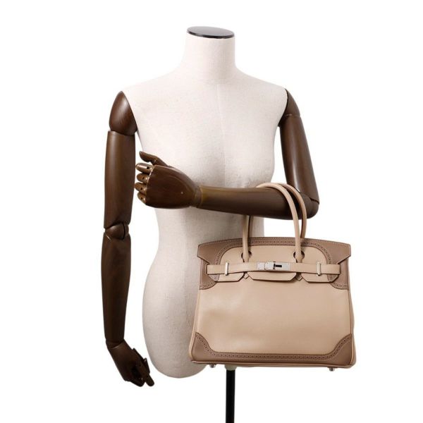 エルメス バーキン30 ギリーズ アルジル/エトゥープ/シルバー金具 スイフト □P刻印 HERMES Birkin ハンドバッグ