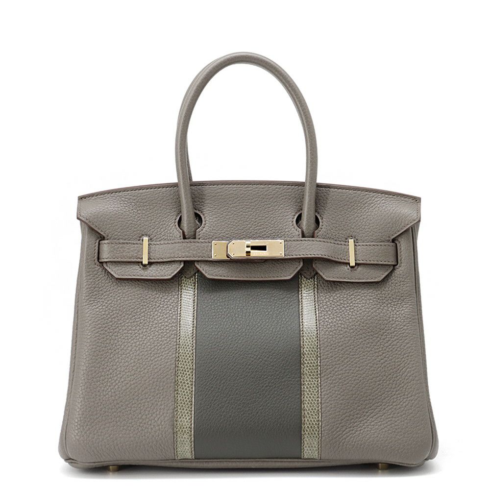 エルメス バーキン30 クラブ エタン/グラファイト/シャンパンゴールド金具 トリヨンクレマンス/リザード □P刻印 HERMES Birkin