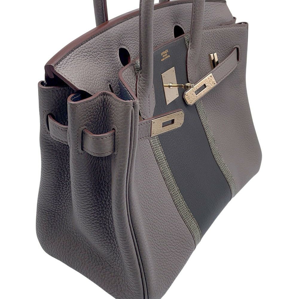 エルメス バーキン30 クラブ エタン/グラファイト/シャンパンゴールド金具 トリヨンクレマンス/リザード □P刻印 HERMES Birkin
