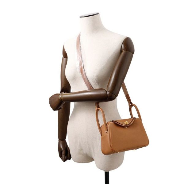 エルメス ハンドバッグ リンディ ミニ ゴールド/ゴールド金具 トリヨンクレマンス K刻印 2wayショルダー