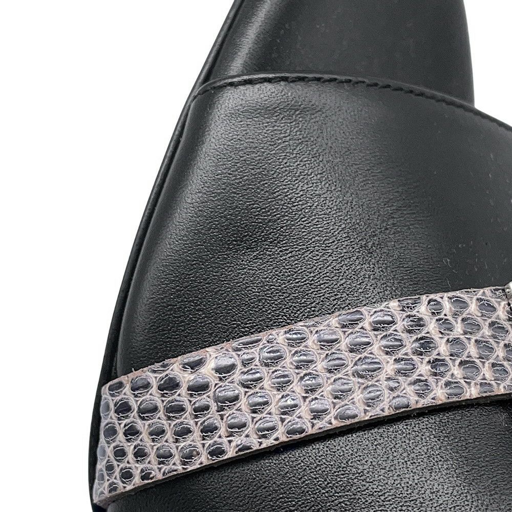 エルメス サンダル ジジ 50 カーフレザー リザードナチュラ レディースサイズ36 HERMES 靴 黒