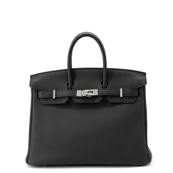 エルメス バーキン25 ブラック/シルバー金具 トゴ Y刻印 HERMES Birkin ハンドバッグ 黒