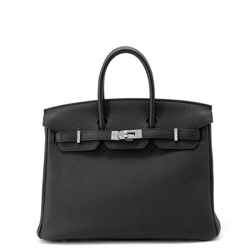 エルメス バーキン25 ブラック/シルバー金具 トゴ Y刻印 HERMES Birkin ハンドバッグ 黒