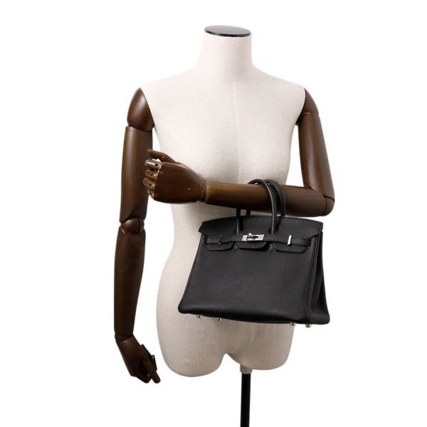 エルメス バーキン25 ブラック/シルバー金具 トゴ Y刻印 HERMES Birkin ハンドバッグ 黒