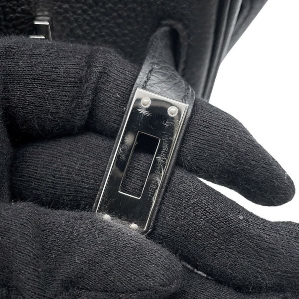 エルメス バーキン25 ブラック/シルバー金具 トゴ Y刻印 HERMES Birkin ハンドバッグ 黒