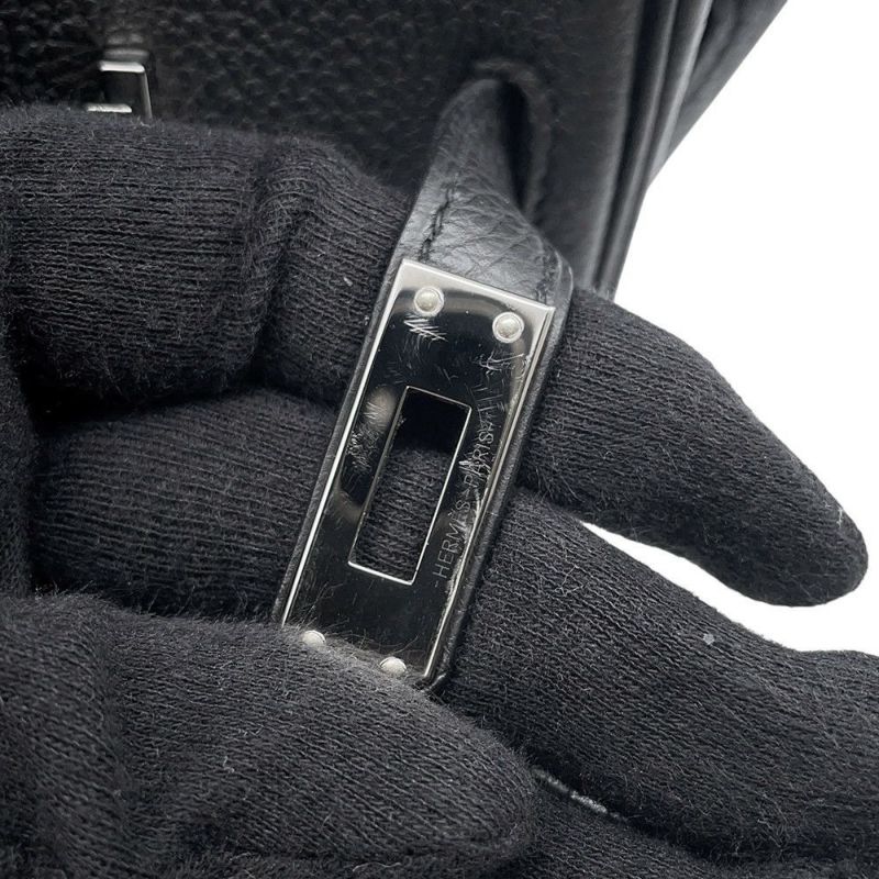 エルメス バーキン25 ブラック/シルバー金具 トゴ Y刻印 HERMES Birkin ハンドバッグ 黒