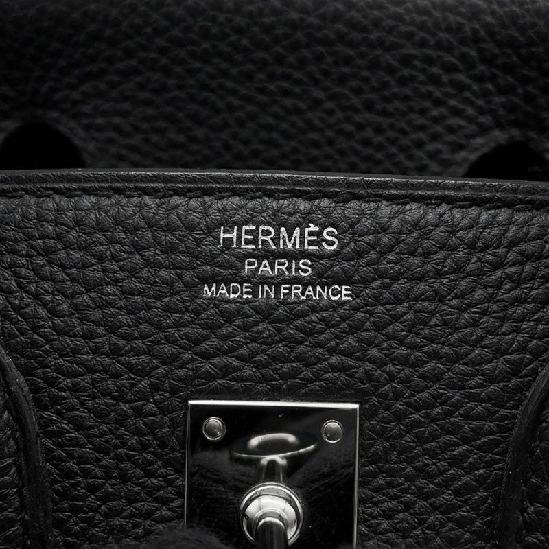 エルメス バーキン25 ブラック/シルバー金具 トゴ Y刻印 HERMES Birkin ハンドバッグ 黒