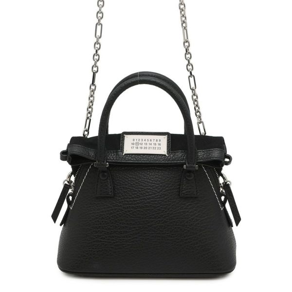 メゾンマルジェラ ハンドバッグ 5AC マイクロ カーフレザー/コットン S56WG0081 2way 黒