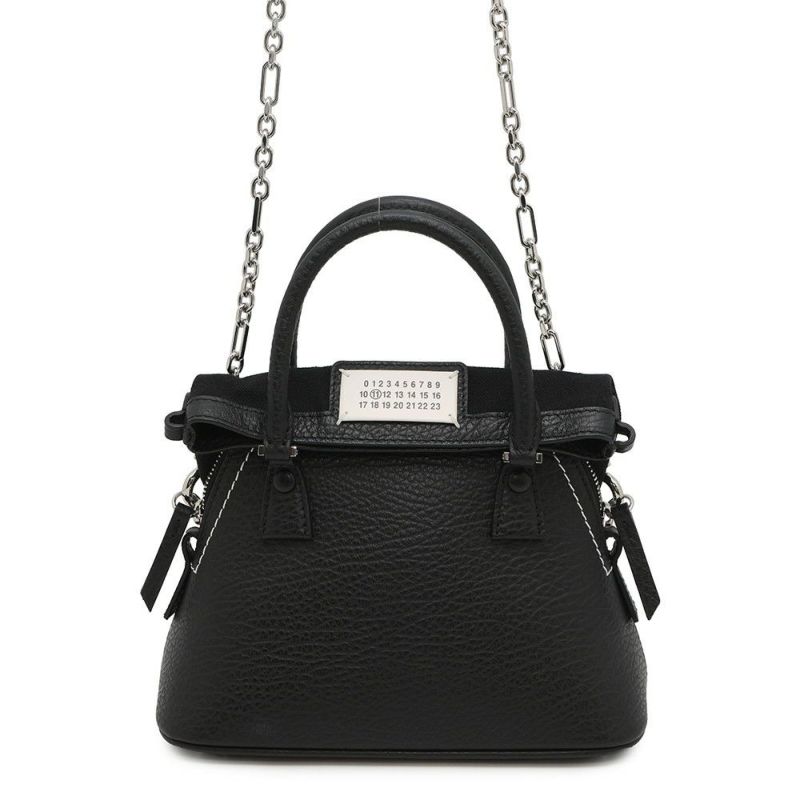 メゾンマルジェラ ハンドバッグ 5AC マイクロ カーフレザー/コットン S56WG0081 2way 黒