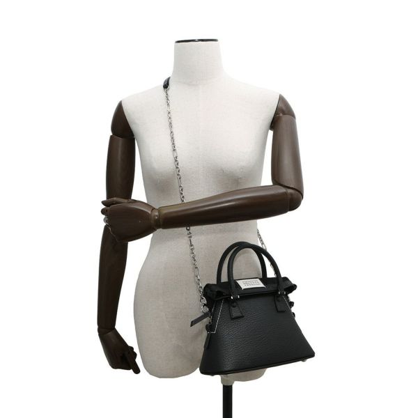 メゾンマルジェラ ハンドバッグ 5AC マイクロ カーフレザー/コットン S56WG0081 2way 黒