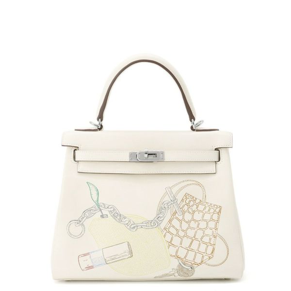 エルメス ハンドバッグ ケリー25 内縫い IN AND OUT ナタ/シルバー金具 スイフト Z刻印 HERMES Kelly 2wayバッグ