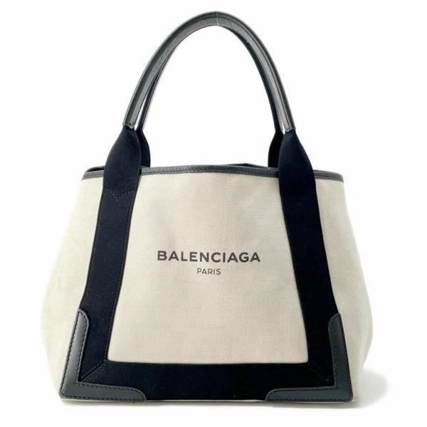 バレンシアガ トートバッグ ネイビーカバス S ポーチ付 339933 BALENCIAGA スモールサイズ カバ 黒 白