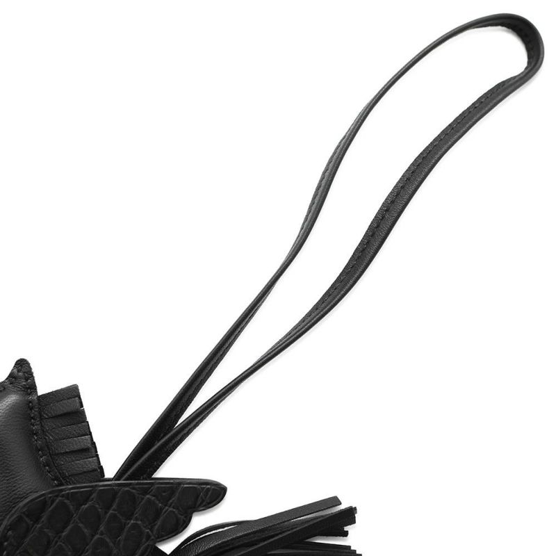 エルメス バッグチャーム ロデオPM ペガサス タッチ ブラック ラムスキン/アリゲーターマット Z刻印 HERMES 黒 ソーブラック