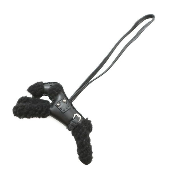 エルメス バッグチャーム バディ パンク ブラック/シルバー金具 ラムスキン/ムートン B刻印 黒