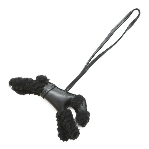 エルメス バッグチャーム バディ パンク ブラック/シルバー金具 ラムスキン/ムートン B刻印 黒