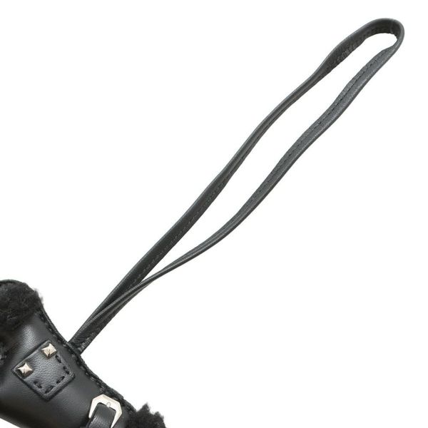 エルメス バッグチャーム バディ パンク ブラック/シルバー金具 ラムスキン/ムートン B刻印 黒