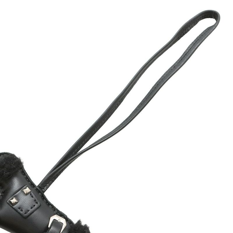 エルメス バッグチャーム バディ パンク ブラック/シルバー金具 ラムスキン/ムートン B刻印 黒