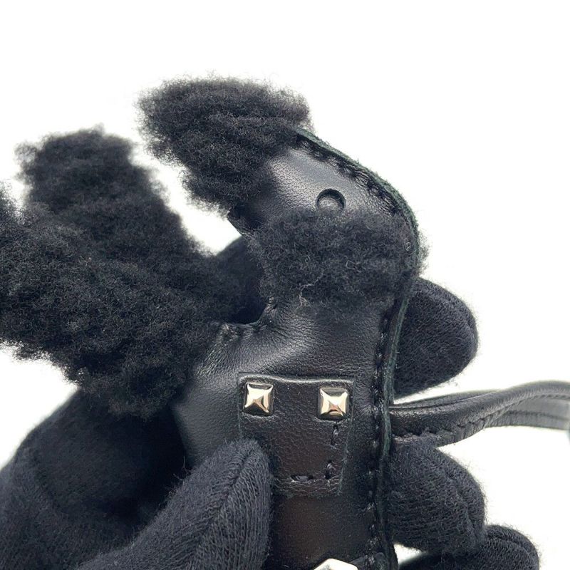 エルメス バッグチャーム バディ パンク ブラック/シルバー金具 ラムスキン/ムートン B刻印 黒