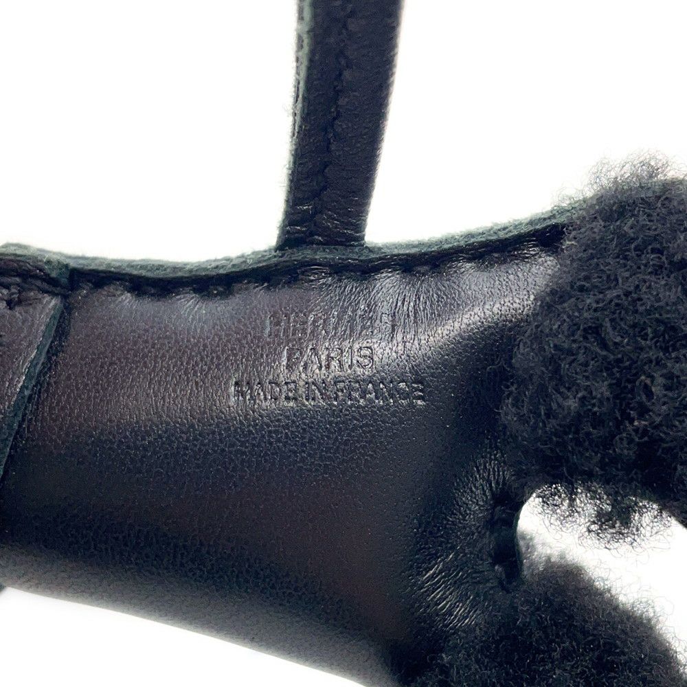 エルメス バッグチャーム バディ パンク ブラック/シルバー金具 ラムスキン/ムートン B刻印 黒
