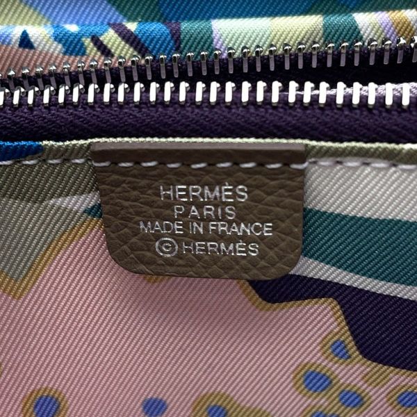 エルメス コインケース アザップコンパクト シルクイン エトゥープ/シルバー金具 エプソン K刻印