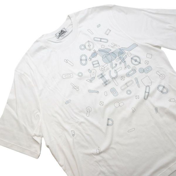 エルメス Tシャツ フラグメント・エクエストレス Fragments Equestres メンズサイズXXL HERMES トップス 白