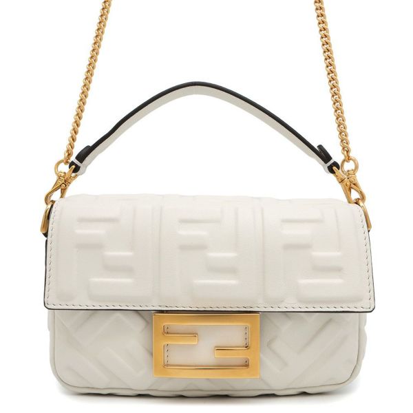 フェンディ ハンドバッグ FFモチーフ バゲット ミニ 8BS017 FENDI 2way 白