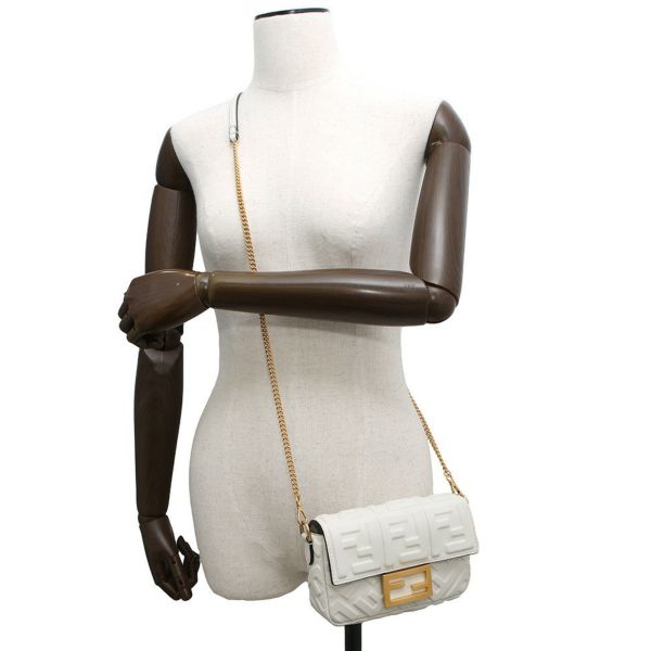 フェンディ ハンドバッグ FFモチーフ バゲット ミニ 8BS017 FENDI 2way 白