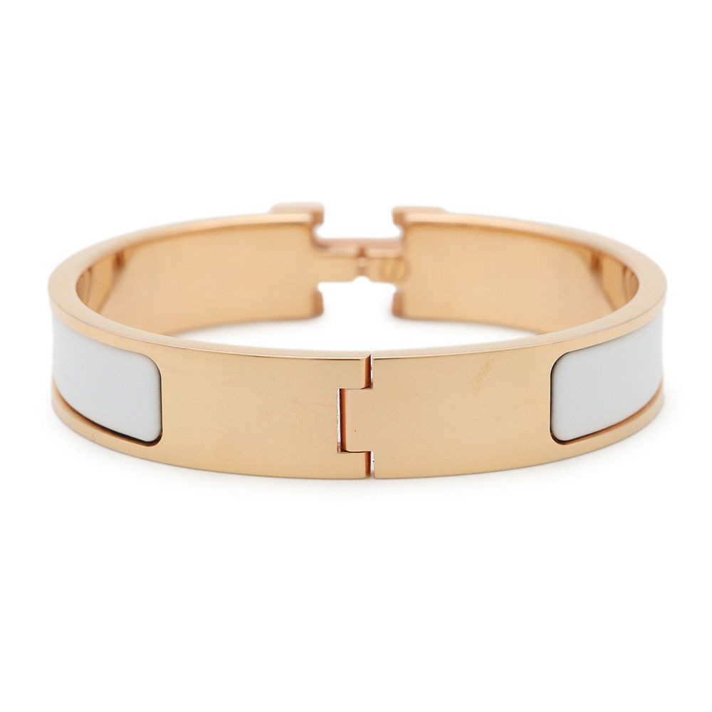 エルメス ブレスレット クリックH サイズPM ホワイト/ゴールド金具 HERMES アクセサリー バングル