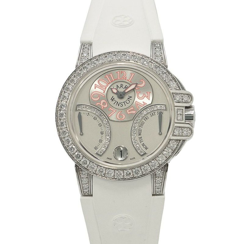 ハリーウィンストン オーシャン バイレトログラード ダイヤベゼル 400UABI36W シルバー文字盤