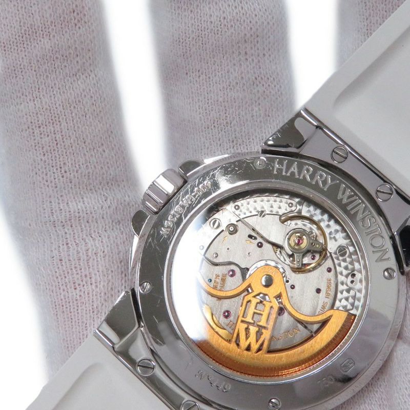 ハリーウィンストン オーシャン バイレトログラード ダイヤベゼル 400UABI36W シルバー文字盤