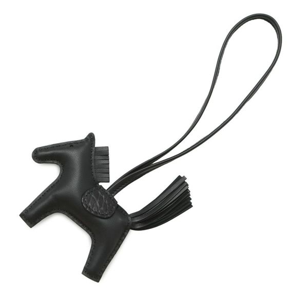 エルメス バッグチャーム ロデオ PM タッチ ブラック ラムスキン/アリゲーターマット W刻印 黒