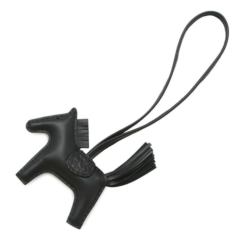 エルメス バッグチャーム ロデオ PM タッチ ブラック ラムスキン/アリゲーターマット W刻印 黒