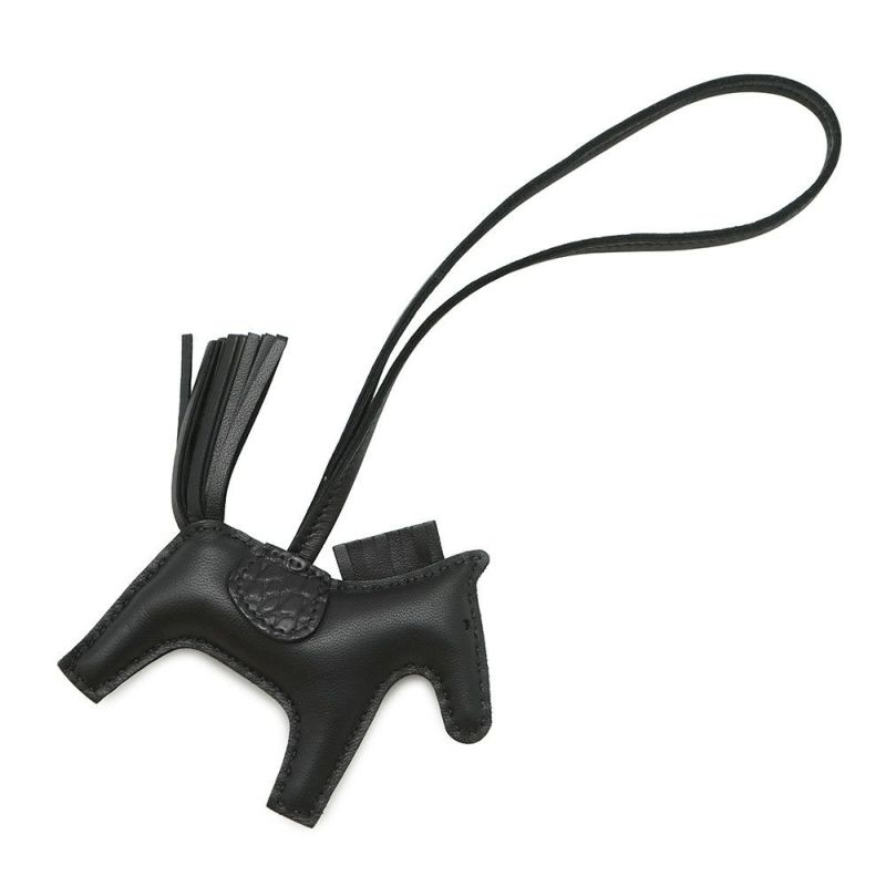 エルメス バッグチャーム ロデオ PM タッチ ブラック ラムスキン/アリゲーターマット W刻印 黒