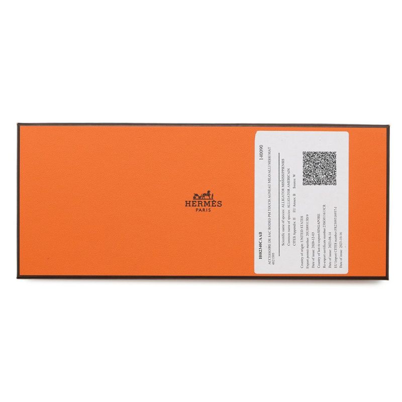 エルメス バッグチャーム ロデオ PM タッチ ブラック ラムスキン/アリゲーターマット W刻印 黒