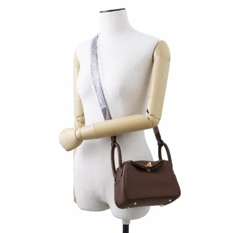 エルメス ハンドバッグ リンディ ミニ ヴェルソ モカ/ブルージーン/ゴールド金具 スイフト W刻印 2way