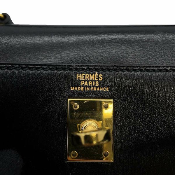 エルメス ハンドバッグ ミニケリー 外縫い ブラック/ゴールド金具 ボックスカーフ 〇S刻印 2way 黒
